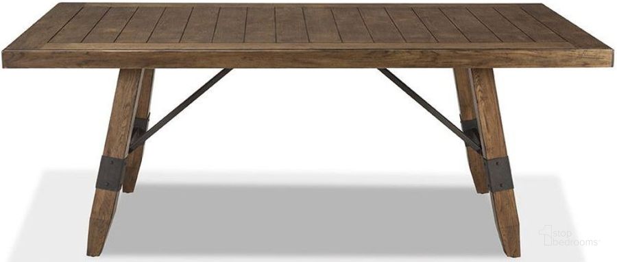 The appearance of River Rectangular Trestle Dining Table designed by Intercon in the transitional interior design. This brown piece of furniture  was selected by 1StopBedrooms from River Collection to add a touch of cosiness and style into your home. Sku: RV-TA-42102-WSD-C. Table Base Style: Trestle. Product Type: Dining Table. Table Top Shape: Rectangular. Image1