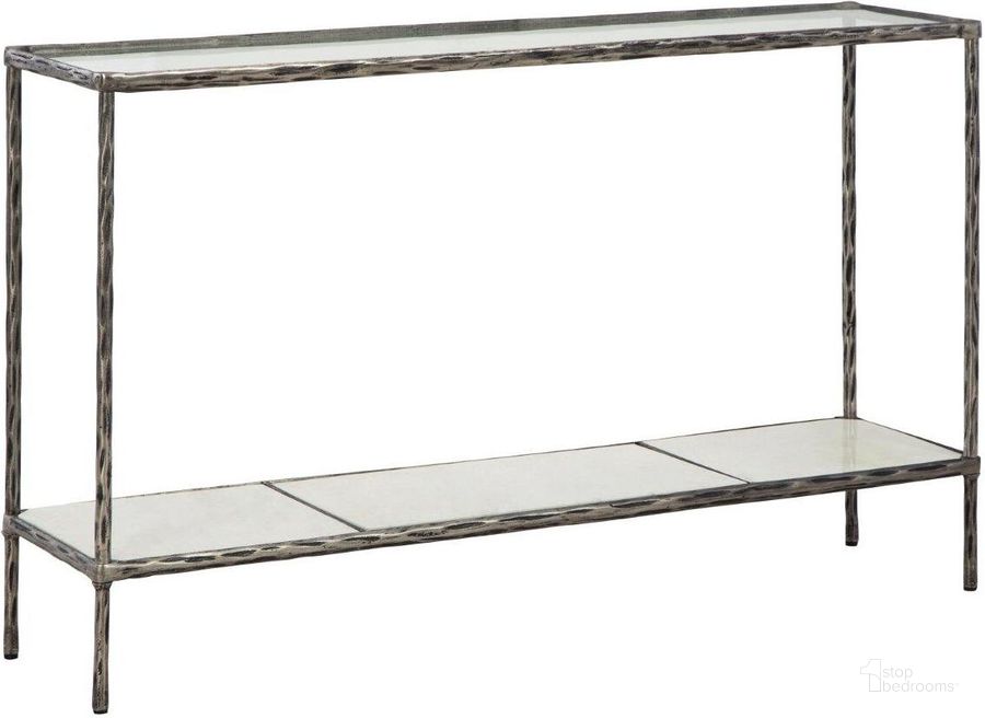 The appearance of Ryandale Antique Pewter Finish Console Sofa Table designed by Signature Design by Ashley in the transitional interior design. This antique pewter piece of furniture  was selected by 1StopBedrooms from Ryandale Collection to add a touch of cosiness and style into your home. Sku: A4000453. Material: Marble. Product Type: Sofa Table. Image1