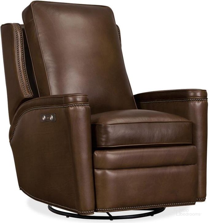 The appearance of Rylea Power Swivel Glider Recliner designed by Hooker in the traditional interior design. This brown piece of furniture  was selected by 1StopBedrooms from RC Collection to add a touch of cosiness and style into your home. Sku: RC216-PSWGL-088. Material: Leather. Product Type: Recliner. Image1