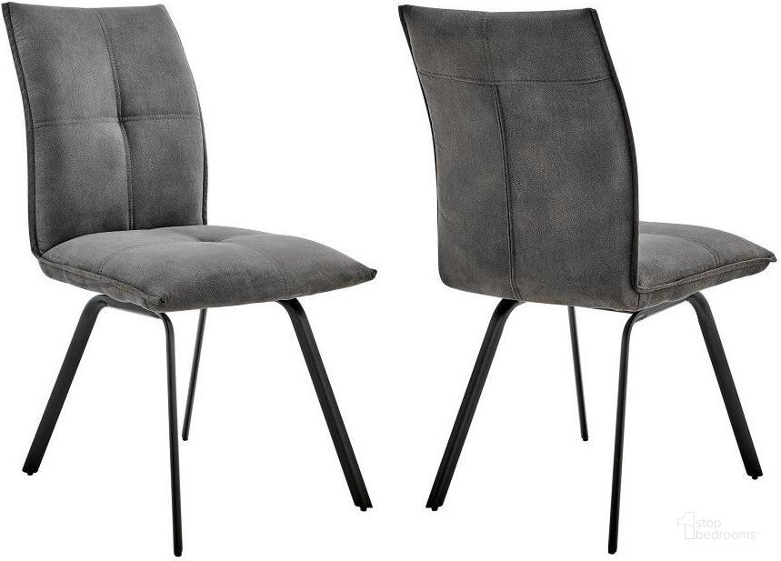 The appearance of Rylee Dining Room Accent Chair In Charcoal Fabric And Black Finish designed by Armen Living in the modern / contemporary interior design. This black piece of furniture  was selected by 1StopBedrooms from Rylee Collection to add a touch of cosiness and style into your home. Sku: LCRYSICHA. Material: Metal. Product Type: Accent Chair. Image1