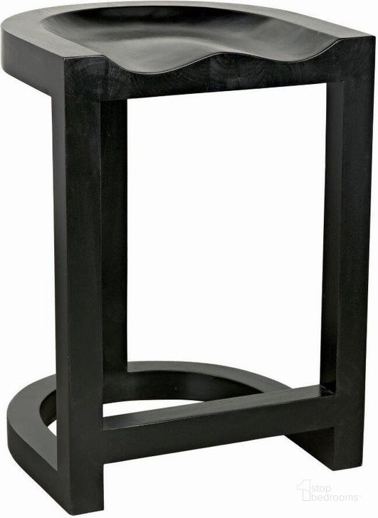 The appearance of Saddle Counter Stool In Hand Rubbed Black designed by Noir in the transitional interior design. This black piece of furniture  was selected by 1StopBedrooms from  to add a touch of cosiness and style into your home. Sku: GSTOOL111HBS. Material: Wood. Product Type: Barstool. Image1