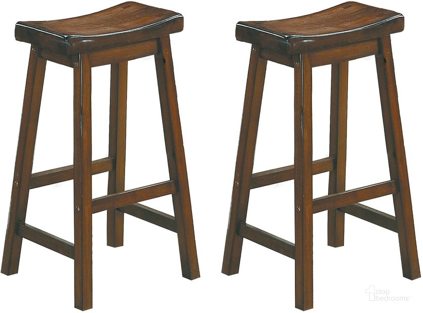 The appearance of Saddleback Cherry 29" Cherry Stool Set of 2 designed by Homelegance in the modern / contemporary interior design. This cherry piece of furniture  was selected by 1StopBedrooms from Saddleback Collection to add a touch of cosiness and style into your home. Sku: 5302C-29. Material: Wood. Product Type: Barstool. Image1
