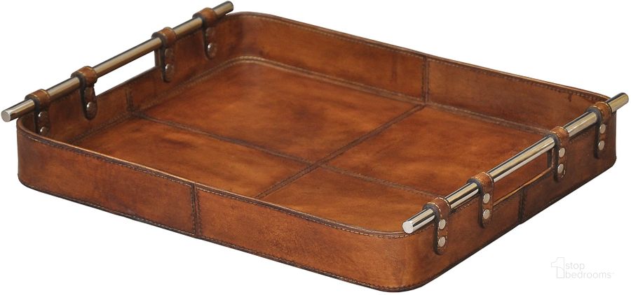 The appearance of Safari Brown Leather Tray designed by Sarreid in the coastal interior design. This brown piece of furniture  was selected by 1StopBedrooms from Safari Collection to add a touch of cosiness and style into your home. Sku: 26847. Product Type: Tray. Image1