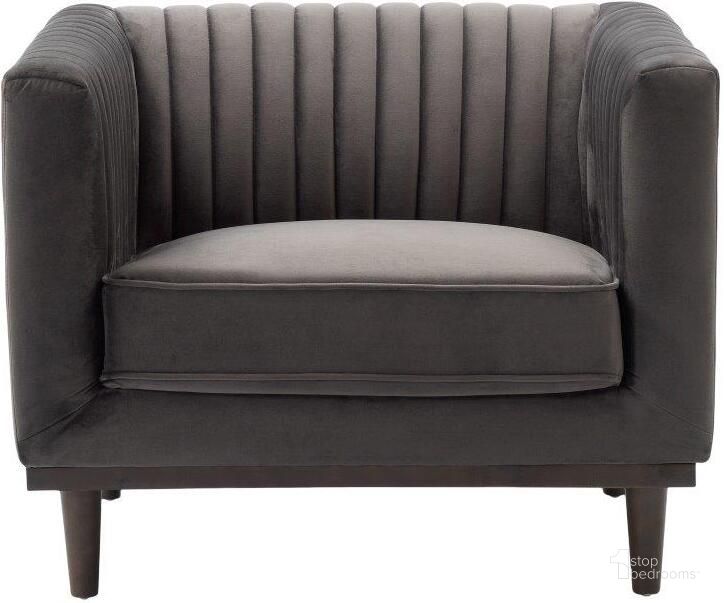 The appearance of Sage Club Chair In Stone Grey Velvet designed by LH Imports in the modern / contemporary interior design. This grey piece of furniture  was selected by 1StopBedrooms from Fritz Collection to add a touch of cosiness and style into your home. Sku: FZ-08SG. Material: Polyester. Product Type: Accent Chair. Image1