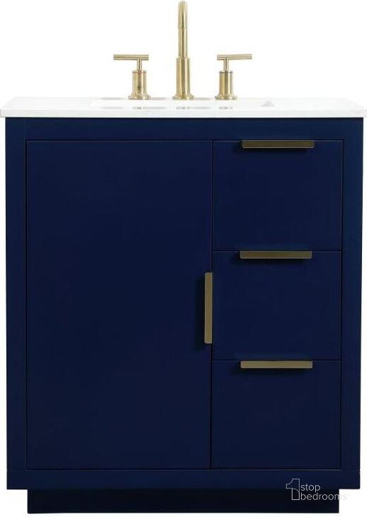 The appearance of Sainsbury Road Blue Bathroom Vanity Bathroom Furniture 0qd24308565 designed by Isaac Tahari in the transitional interior design. This blue piece of furniture  was selected by 1StopBedrooms from Sainsbury Road Collection to add a touch of cosiness and style into your home. Sku: VF19430BL. Material: MDF. Product Type: Bathroom Vanity. Image1