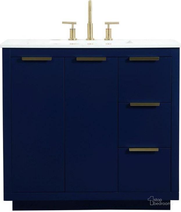 The appearance of Sainsbury Road Blue Bathroom Vanity Bathroom Furniture 0qd24308571 designed by Isaac Tahari in the transitional interior design. This blue piece of furniture  was selected by 1StopBedrooms from Sainsbury Road Collection to add a touch of cosiness and style into your home. Sku: VF19436BL. Material: MDF. Product Type: Bathroom Vanity. Image1