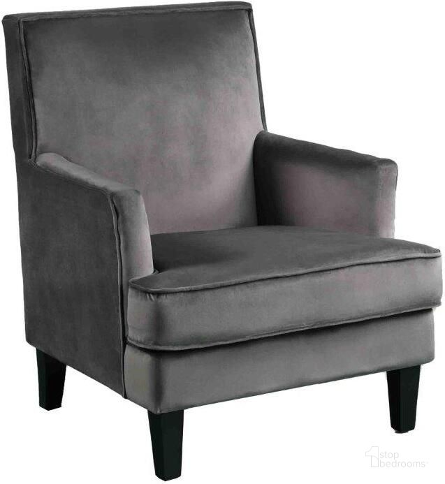 The appearance of Saladin 30 Inch Transitional Velvet Arm Chair In Gray designed by Best Master Furniture in the transitional interior design. This gray piece of furniture  was selected by 1StopBedrooms from Saladin Collection to add a touch of cosiness and style into your home. Sku: HT002VG. Product Type: Arm Chair. Material: Velvet. Image1