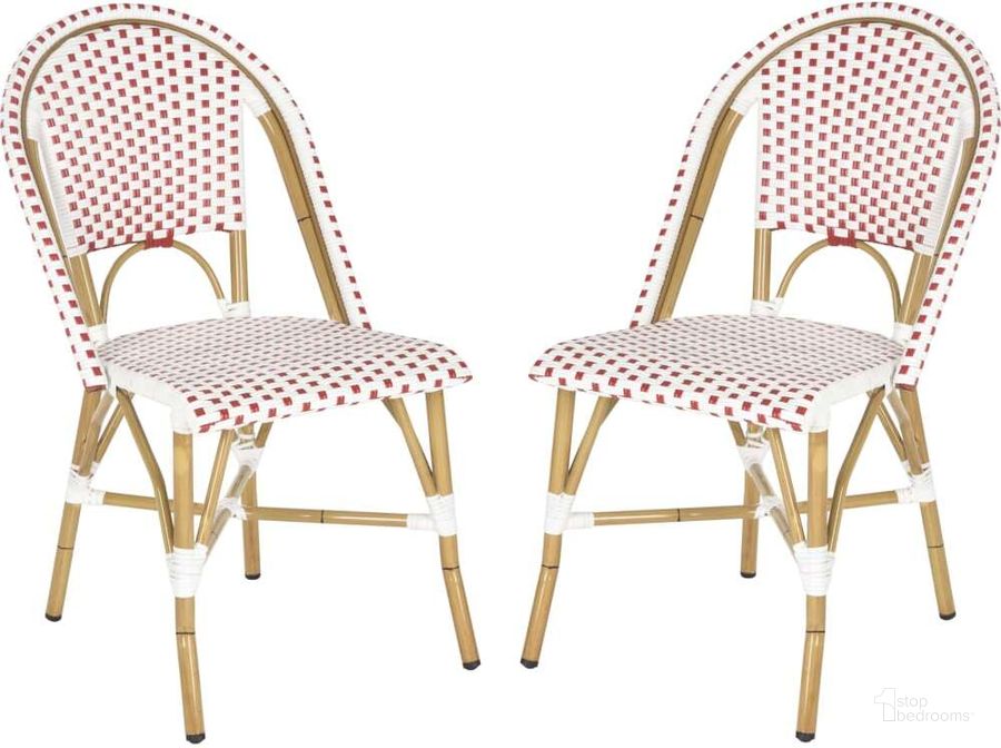 The appearance of Salcha Red, White and Brown Indoor/Outdoor Bistro Stacking Side Chair designed by Safavieh in the country / farmhouse interior design. This white piece of furniture  was selected by 1StopBedrooms from Salcha Collection to add a touch of cosiness and style into your home. Sku: FOX5210C-SET2. Product Type: Side Chair. Material: Aluminium. Image1