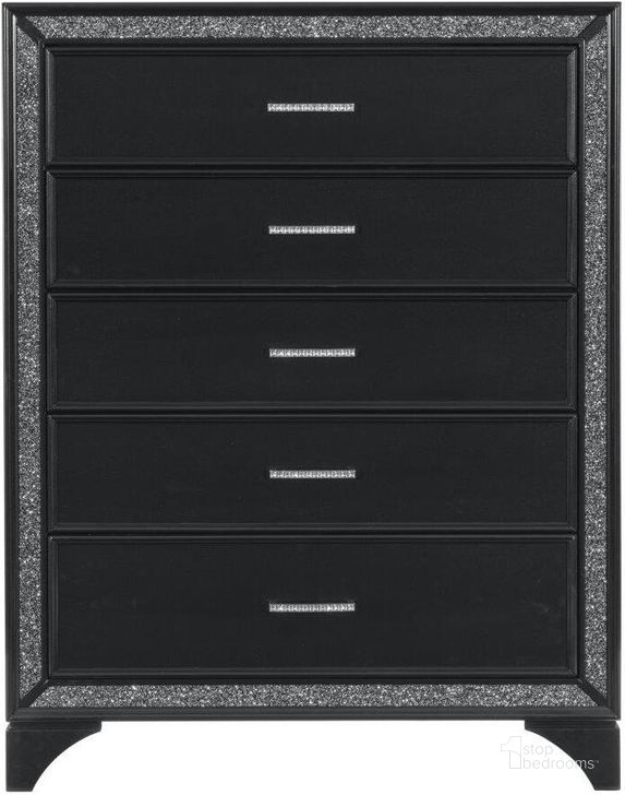 The appearance of Salon Pearl Black Metallic Chest designed by Homelegance in the transitional interior design. This black piece of furniture  was selected by 1StopBedrooms from Salon Collection to add a touch of cosiness and style into your home. Sku: 1572BK-9. Material: Wood. Product Type: Chest. Image1