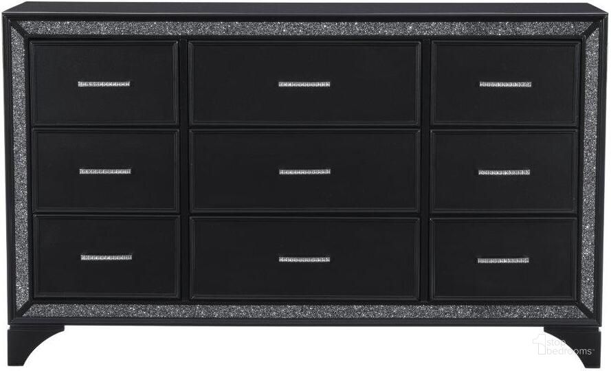 The appearance of Salon Pearl Black Metallic Dresser designed by Homelegance in the transitional interior design. This black piece of furniture  was selected by 1StopBedrooms from Salon Collection to add a touch of cosiness and style into your home. Sku: 1572BK-5. Material: Wood. Product Type: Dresser. Image1
