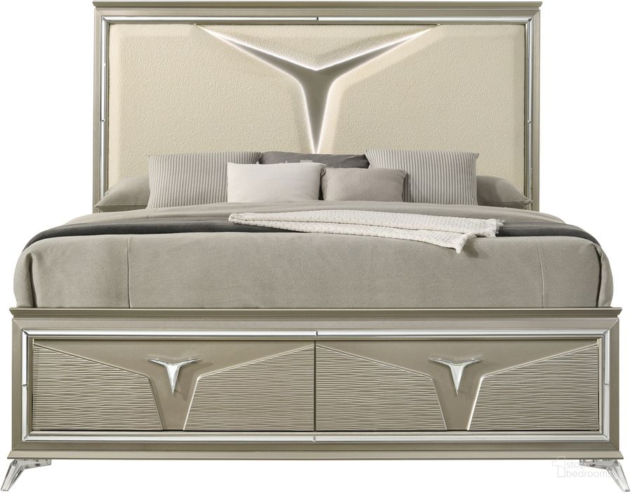 The appearance of Samantha Modern Style King Bed Made With Wood and Led Headboard designed by Galaxy Home Furnishings in the modern / contemporary interior design. This silver piece of furniture  was selected by 1StopBedrooms from Samantha Collection to add a touch of cosiness and style into your home. Sku: 601955550338. Material: Wood. Product Type: Bed. Bed Size: King. Image1