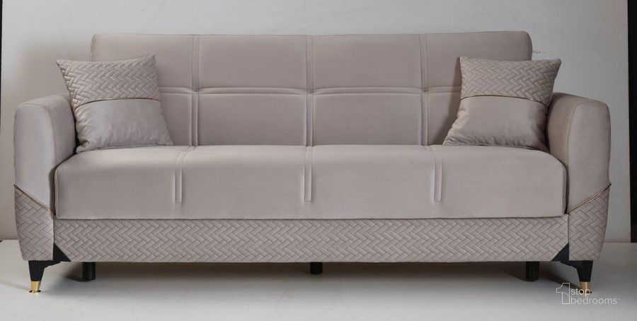 The appearance of Samba Upholstered Convertible Sofabed with Storage In Silver designed by Casamode in the modern / contemporary interior design. This silver piece of furniture  was selected by 1StopBedrooms from Samba Collection to add a touch of cosiness and style into your home. Sku: SMB-SL-SB. Material: Microfiber. Product Type: Sofa Bed. Image1