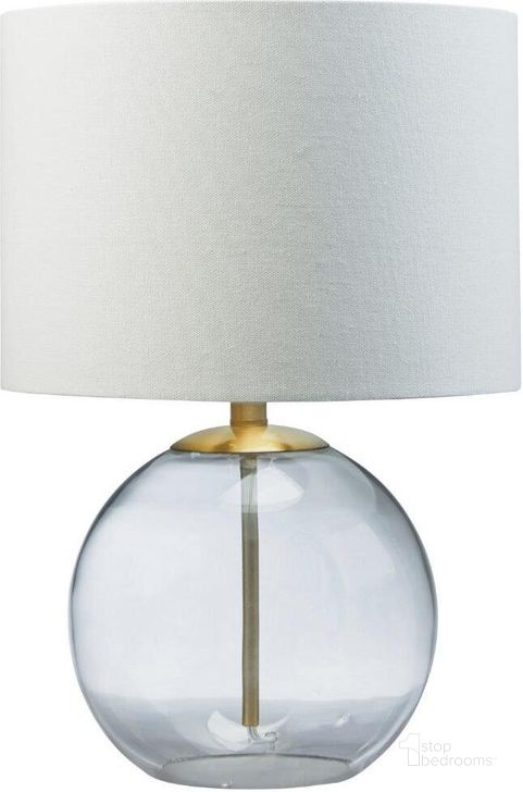 The appearance of Samder Clear/Brass Finish Glass Table Lamp designed by Signature Design by Ashley in the modern / contemporary interior design. This clear/brass piece of furniture  was selected by 1StopBedrooms from Samder Collection to add a touch of cosiness and style into your home. Sku: L430744. Material: Glass. Product Type: Table Lamp. Image1