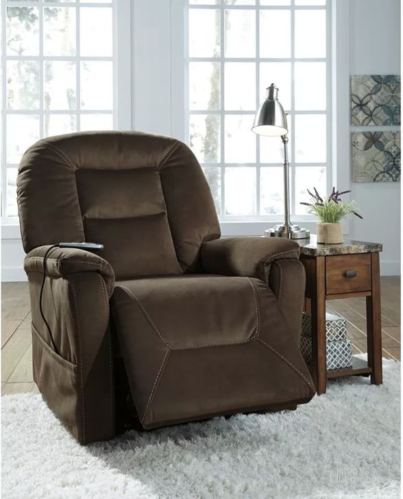 The appearance of Samir Coffee Power Lift Recliner designed by Signature Design by Ashley in the modern / contemporary interior design. This coffee piece of furniture  was selected by 1StopBedrooms from Samir Collection to add a touch of cosiness and style into your home. Sku: 2080112. Material: Fabric. Product Type: Recliner. Image1