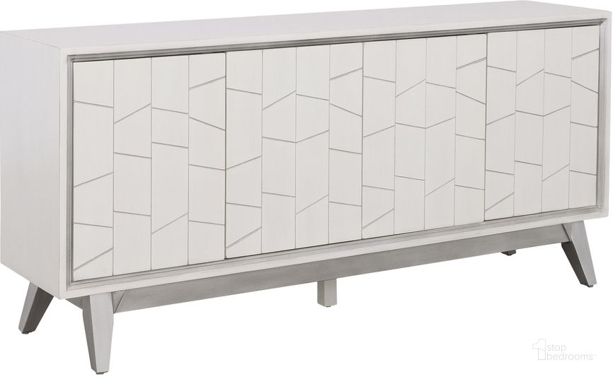 The appearance of Samir White Four Door Credenza designed by Coast to Coast in the transitional interior design. This white piece of furniture  was selected by 1StopBedrooms from Samir Collection to add a touch of cosiness and style into your home. Sku: 90335. Product Type: Credenza. Material: MDF. Image1