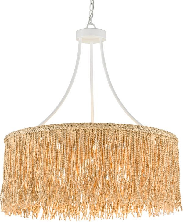 The appearance of Samoa Rope Chandelier In White designed by Currey & Company in the modern / contemporary interior design. This white piece of furniture  was selected by 1StopBedrooms from Samoa Collection to add a touch of cosiness and style into your home. Sku: 9000-0648. Product Type: Chandelier. Material: Iron. Image1