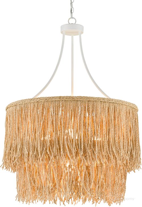 The appearance of Samoa Rope Two-Tiered Chandelier In White designed by Currey & Company in the modern / contemporary interior design. This white piece of furniture  was selected by 1StopBedrooms from Samoa Collection to add a touch of cosiness and style into your home. Sku: 9000-0649. Product Type: Chandelier. Material: Iron. Image1