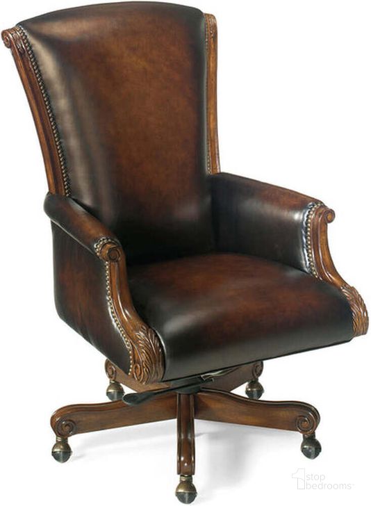 The appearance of Samuel Brown Leather Executive Swivel Tilt Chair designed by Hooker in the traditional interior design. This brown piece of furniture  was selected by 1StopBedrooms from Samuel Collection to add a touch of cosiness and style into your home. Sku: EC245. Material: Leather. Product Type: Executive Chair. Image1