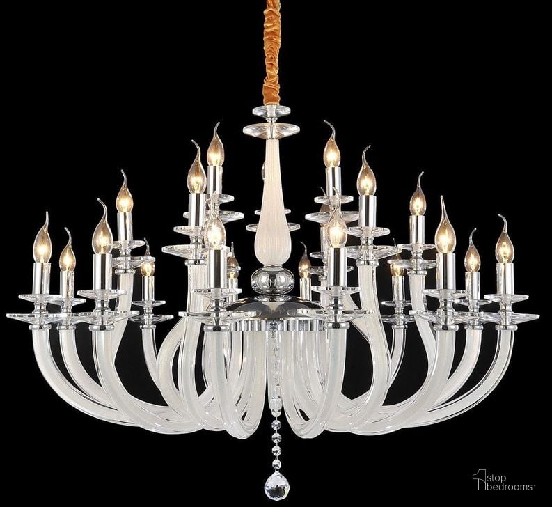 The appearance of San Marco Opalescent Glass Chrome 21 Light Chandelier designed by AICO in the transitional interior design. This chrome piece of furniture  was selected by 1StopBedrooms from San Marco Collection to add a touch of cosiness and style into your home. Sku: LT-CH908-21OPL. Material: Glass. Product Type: Chandelier.