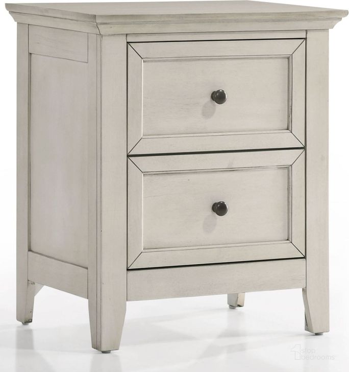 The appearance of San Mateo Youth Rustic White 2 Drawer Nightstand designed by Intercon in the transitional interior design. This white piece of furniture  was selected by 1StopBedrooms from San Mateo Youth Collection to add a touch of cosiness and style into your home. Sku: SM-BR-4302-RWH-C. Product Type: Nightstand. Image1