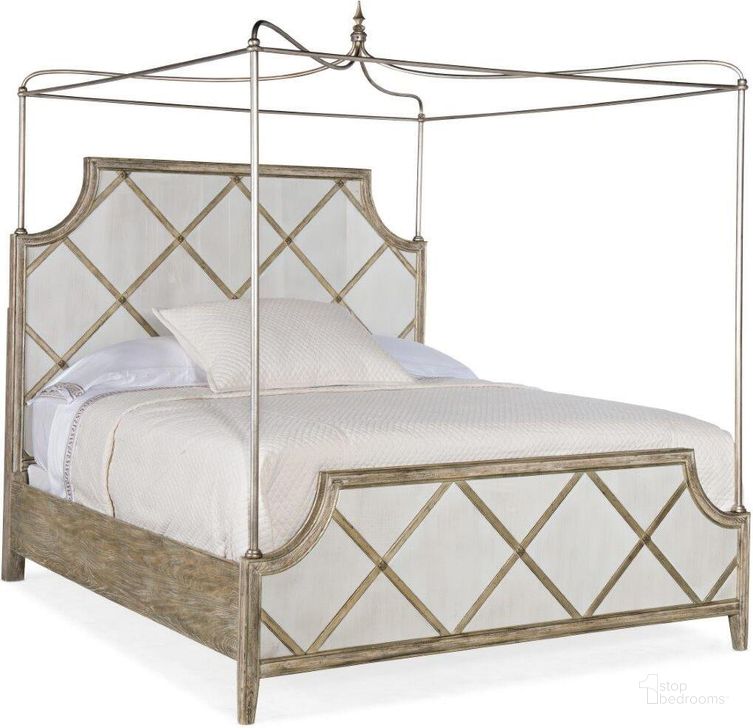 The appearance of Sanctuary Diamont Canopy King  Panel Bed designed by Hooker in the traditional interior design. This medium wood piece of furniture  was selected by 1StopBedrooms from Sanctuary 2 Collection to add a touch of cosiness and style into your home. Sku: 5875-90353-95;5875-90364-95;5875-90367-95;5875-90368-95. Bed Type: Canopy Bed. Material: Wood. Product Type: Canopy Bed. Bed Size: King. Image1