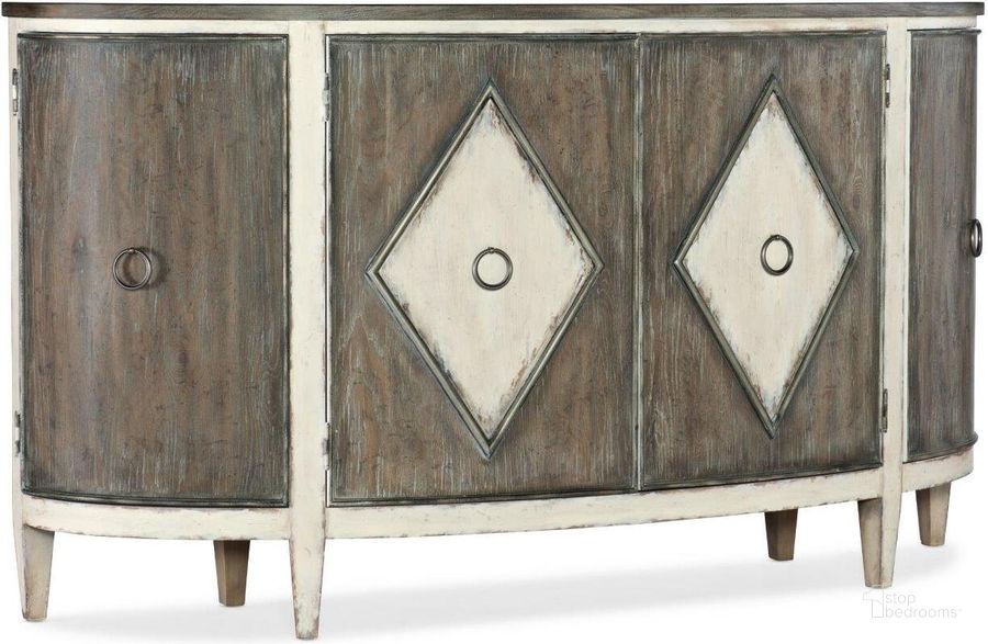 The appearance of Sanctuary Et Jolie Demilune Buffet designed by Hooker in the traditional interior design. This light wood piece of furniture  was selected by 1StopBedrooms from Sanctuary 2 Collection to add a touch of cosiness and style into your home. Sku: 5865-75900-80. Material: Wood. Product Type: Buffets, Sideboards and Server. Image1