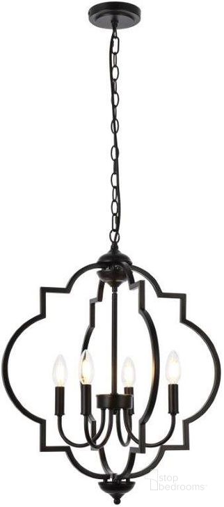 The appearance of Sandara 4 Lights Pendant In Black LD7065D20BK designed by Elegant Lighting in the transitional interior design. This black piece of furniture  was selected by 1StopBedrooms from Sandara Collection to add a touch of cosiness and style into your home. Sku: LD7065D20BK. Material: Metal. Product Type: Pendant Lighting. Image1