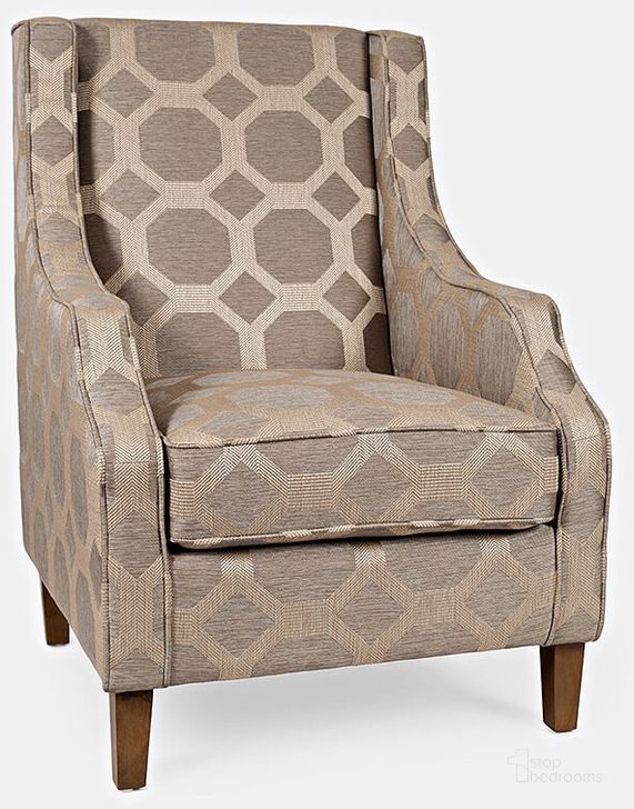 The appearance of Sanders Accent Chair In Taupe designed by Jofran in the transitional interior design. This taupe piece of furniture  was selected by 1StopBedrooms from Sanders Collection to add a touch of cosiness and style into your home. Sku: SANDERS-CH-TAUPE. Material: Wood. Product Type: Accent Chair. Image1