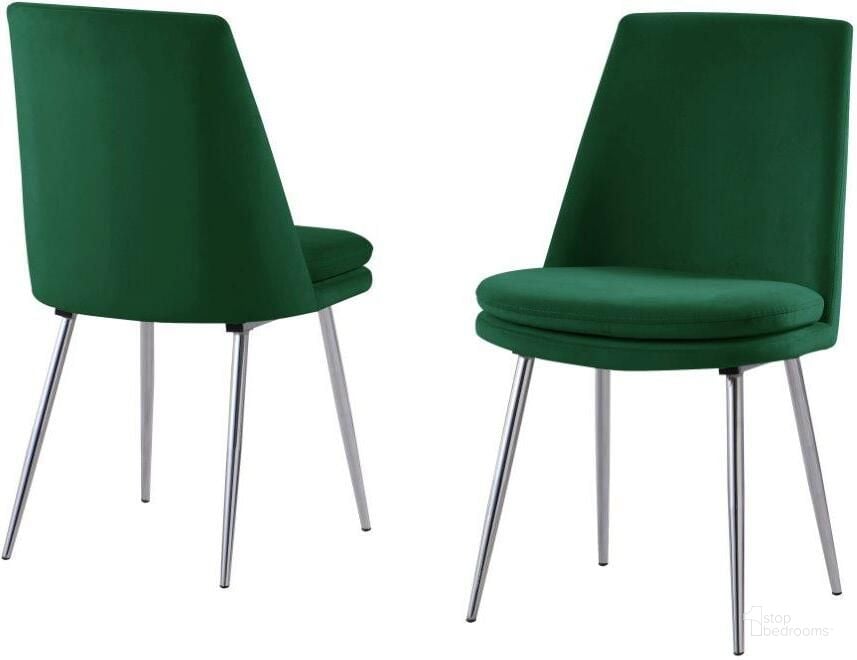 The appearance of Sandler Green Velvet Upholstered Side Chair Set of 2 designed by Best Master Furniture in the modern / contemporary interior design. This green piece of furniture  was selected by 1StopBedrooms from Sandler Collection to add a touch of cosiness and style into your home. Sku: A802GRC. Product Type: Side Chair. Material: Velvet. Image1