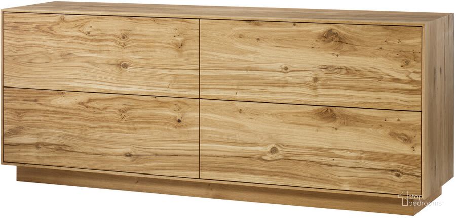 The appearance of Sands 4 Drawer Dresser In Natural Oak designed by Sonder Living in the modern / contemporary interior design. This natural piece of furniture  was selected by 1StopBedrooms from Sands Collection to add a touch of cosiness and style into your home. Sku: FG0704365. Product Type: Dresser. Material: MDF. Image1