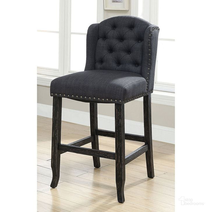 The appearance of Sania Bar Height Wingback Chair Set of 2 In Antique Black and Gray designed by Furniture of America in the rustic / southwestern interior design. This black and gray piece of furniture  was selected by 1StopBedrooms from Sania Collection to add a touch of cosiness and style into your home. Sku: CM3324BK-GY-BCW-2PK. Material: Wood. Product Type: Counter Height Chair.