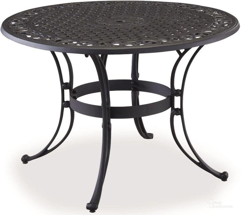 The appearance of Sanibel Black Outdoor Dining Table designed by Homestyles in the traditional interior design. This black piece of furniture  was selected by 1StopBedrooms from Sanibel Collection to add a touch of cosiness and style into your home. Sku: 6654-30. Material: Aluminum. Product Type: Outdoor Dining Table. Size: 42". Image1
