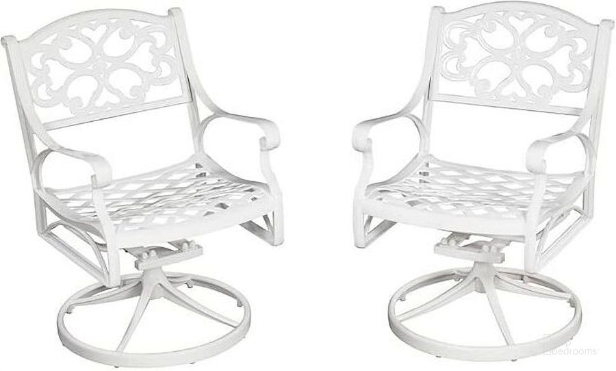The appearance of Sanibel White Outdoor Swivel Rocking Chair designed by Homestyles in the traditional interior design. This white piece of furniture  was selected by 1StopBedrooms from Sanibel Collection to add a touch of cosiness and style into your home. Sku: 6652-53. Material: Aluminum. Product Type: Outdoor Chair. Image1
