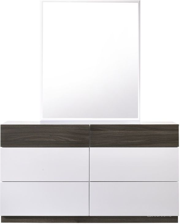 The appearance of Sanremo Dresser and Mirror designed by J&M in the modern / contemporary interior design. This white piece of furniture  was selected by 1StopBedrooms from Sanremo Collection to add a touch of cosiness and style into your home. Sku: 18023-DM. Material: Wood. Product Type: Dresser Mirror. Image1