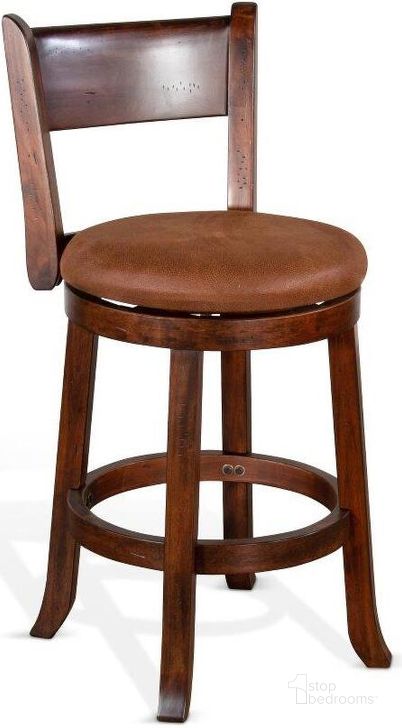 The appearance of Santa Fe 24 Inch Swivel Barstool Set of 2 With Cushion Seat And Back designed by Sunny Design in the traditional interior design. This dark brown piece of furniture  was selected by 1StopBedrooms from Santa Fe Collection to add a touch of cosiness and style into your home. Sku: 1646DC-B24. Material: Wood. Product Type: Barstool. Image1