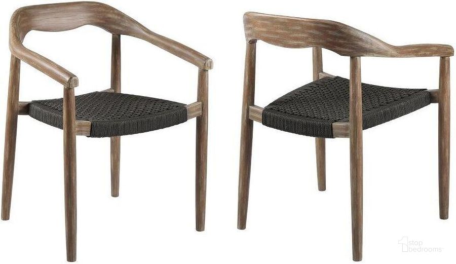 The appearance of Santo Indoor Outdoor Stackable Dining Chair In Eucalyptus Wood With Charcoal Rope designed by Armen Living in the modern / contemporary interior design. This charcoal piece of furniture  was selected by 1StopBedrooms from Santo Collection to add a touch of cosiness and style into your home. Sku: LCSASICHR. Material: Wood. Product Type: Dining Chair. Image1