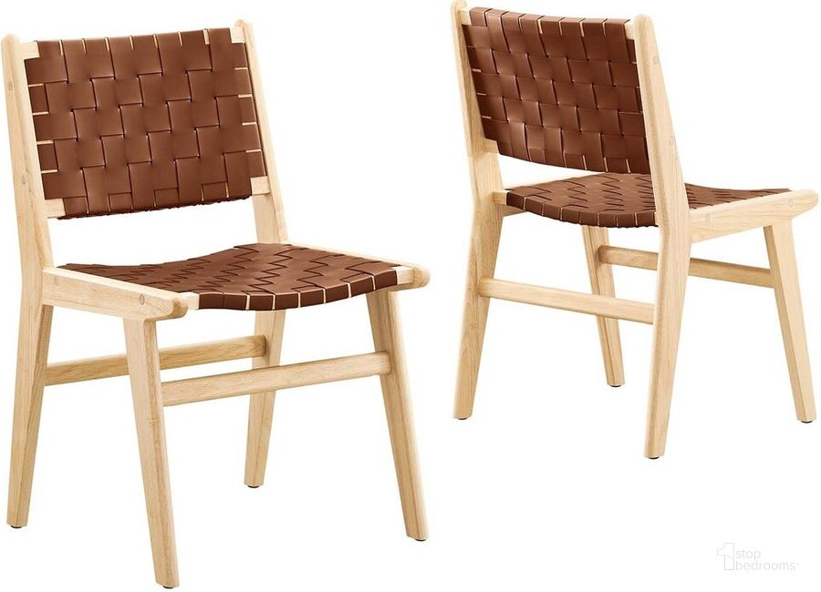 The appearance of Saoirse Faux Leather Wood Dining Side Chair Set of 2 In Natural Brown designed by Modway in the  interior design. This natural brown piece of furniture  was selected by 1StopBedrooms from Saoirse Collection to add a touch of cosiness and style into your home. Sku: EEI-6544-NAT-BRN. Product Type: Side Chair. Material: Rubberwood. Image1