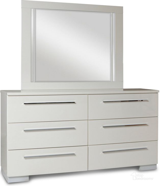 The appearance of Sapphire High Gloss White Laminate Dresser designed by New Classic in the modern / contemporary interior design. This white piece of furniture  was selected by 1StopBedrooms from Sapphire Collection to add a touch of cosiness and style into your home. Sku: B2643-050. Material: Wood. Product Type: Dresser. Image1