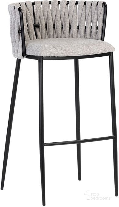 The appearance of Sarai Barstool - Belfast Heather Grey designed by Sunpan in the modern / contemporary interior design. This gray piece of furniture  was selected by 1StopBedrooms from Sarai Collection to add a touch of cosiness and style into your home. Sku: 106729. Material: Fabric. Product Type: Barstool. Image1