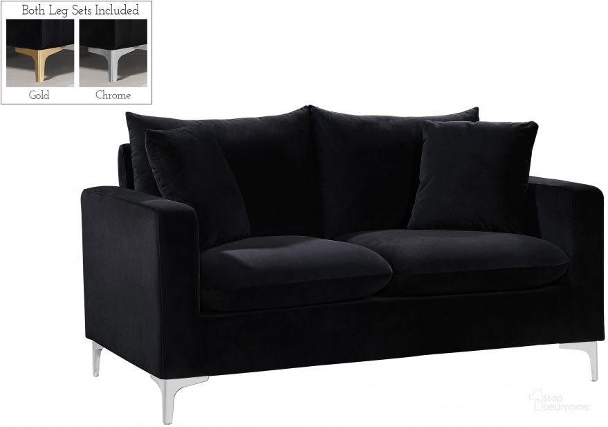 The appearance of Saralue Black Velvet Loveseat designed by Furnique in the modern / contemporary interior design. This black velvet piece of furniture  was selected by 1StopBedrooms from Saralue Collection to add a touch of cosiness and style into your home. Sku: 633Black-L. Material: Fabric. Product Type: Loveseat. Image1
