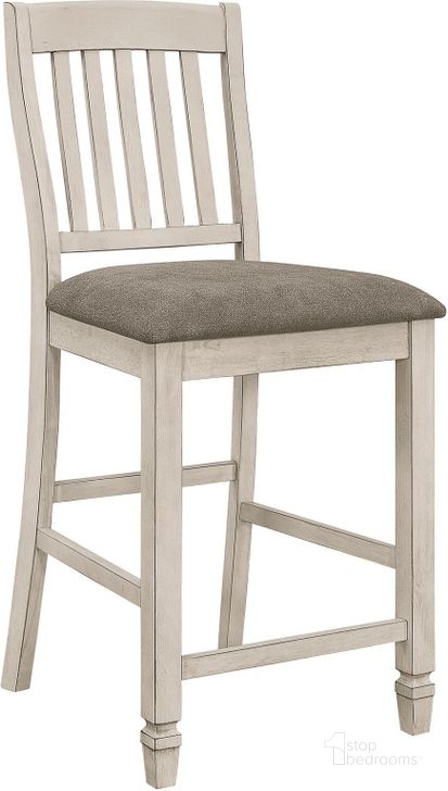 The appearance of Sarasota Fossil Counter Height Chair Set Of 2 designed by Coaster in the transitional interior design. This gray piece of furniture  was selected by 1StopBedrooms from Sarasota Collection to add a touch of cosiness and style into your home. Sku: 192819. Material: Wood. Product Type: Barstool. Image1