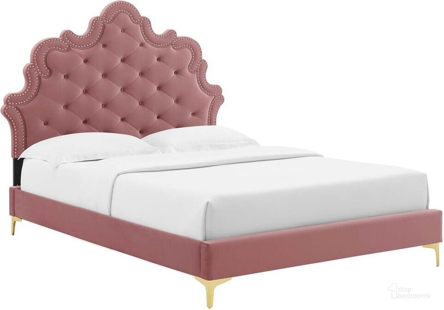 The appearance of Sasha Button-Tufted Performance Velvet King Bed In Dusty Rose designed by Modway in the  interior design. This dusty rose piece of furniture  was selected by 1StopBedrooms from Sasha Collection to add a touch of cosiness and style into your home. Sku: MOD-6832-DUS. Bed Type: Platform Bed. Product Type: Platform Bed. Bed Size: King. Material: MDF. Image1
