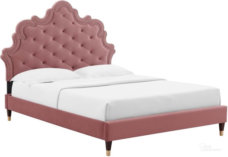The appearance of Sasha Button-Tufted Performance Velvet King Bed In Dusty Rose designed by Modway in the  interior design. This dusty rose piece of furniture  was selected by 1StopBedrooms from Sasha Collection to add a touch of cosiness and style into your home. Sku: MOD-6837-DUS. Bed Type: Platform Bed. Product Type: Platform Bed. Bed Size: King. Material: MDF. Image1