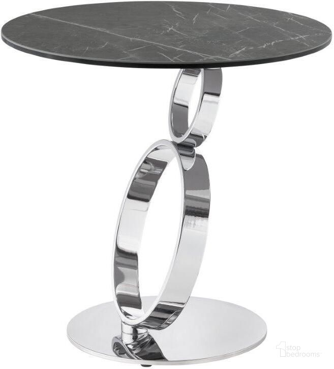 The appearance of Satellite Round End Table In Gray Marbled Porcelain designed by Casabianca Home in the modern / contemporary interior design. This gray piece of furniture  was selected by 1StopBedrooms from Satellite Collection to add a touch of cosiness and style into your home. Sku: CB-129STG. Product Type: End Table. Material: Porcelain. Image1
