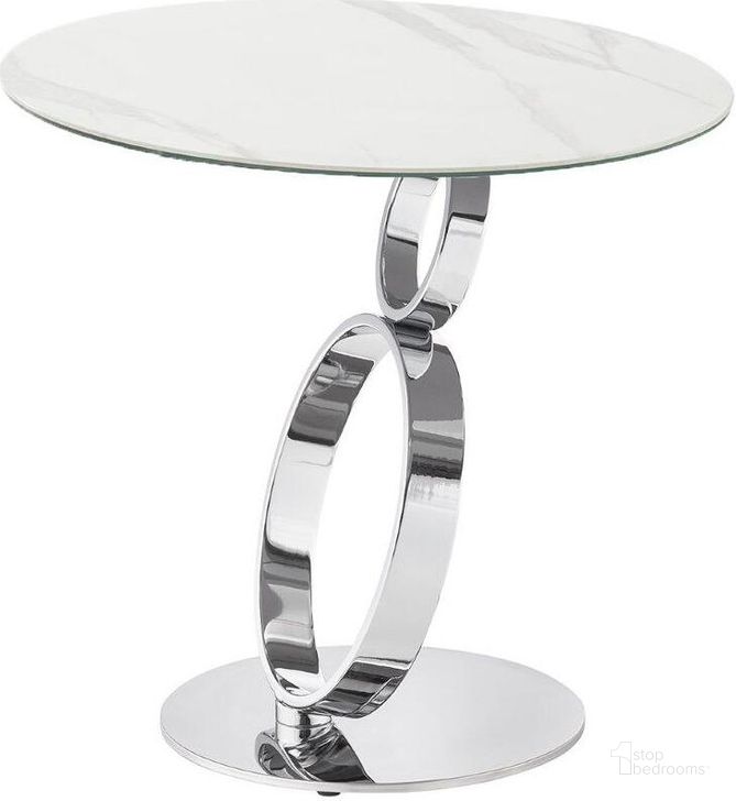 The appearance of Satellite Round End Table In White Marbled Porcelain designed by Casabianca Home in the modern / contemporary interior design. This white piece of furniture  was selected by 1StopBedrooms from Satellite Collection to add a touch of cosiness and style into your home. Sku: CB-129STW. Product Type: End Table. Material: Porcelain.