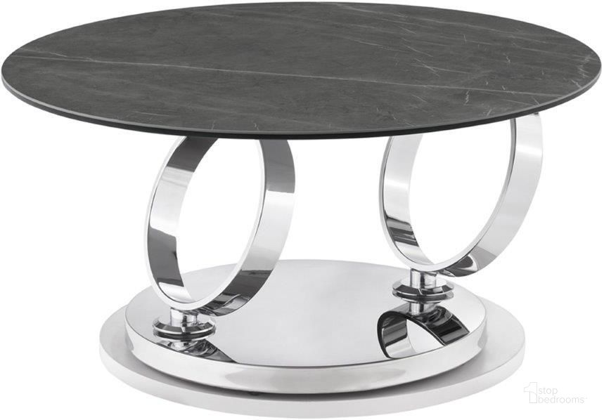 The appearance of Satellite Round Extendable Swivel Coffee Table In Gray Marbled Porcelain designed by Casabianca Home in the modern / contemporary interior design. This gray piece of furniture  was selected by 1StopBedrooms from Satellite Collection to add a touch of cosiness and style into your home. Sku: CB-129GM. Product Type: Coffee Table. Material: Porcelain. Image1