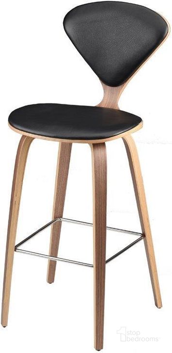 The appearance of Satine Black Counter Stool designed by Nuevo in the modern / contemporary interior design. This black piece of furniture  was selected by 1StopBedrooms from Satine Collection to add a touch of cosiness and style into your home. Sku: HGEM787. Material: Wood. Product Type: Barstool. Image1