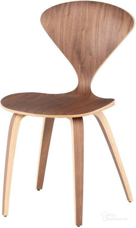 The appearance of Satine Walnut Wood Dining Chair designed by Nuevo in the modern / contemporary interior design. This brown piece of furniture  was selected by 1StopBedrooms from Satine Collection to add a touch of cosiness and style into your home. Sku: HGEM228. Material: Wood. Product Type: Dining Chair. Image1