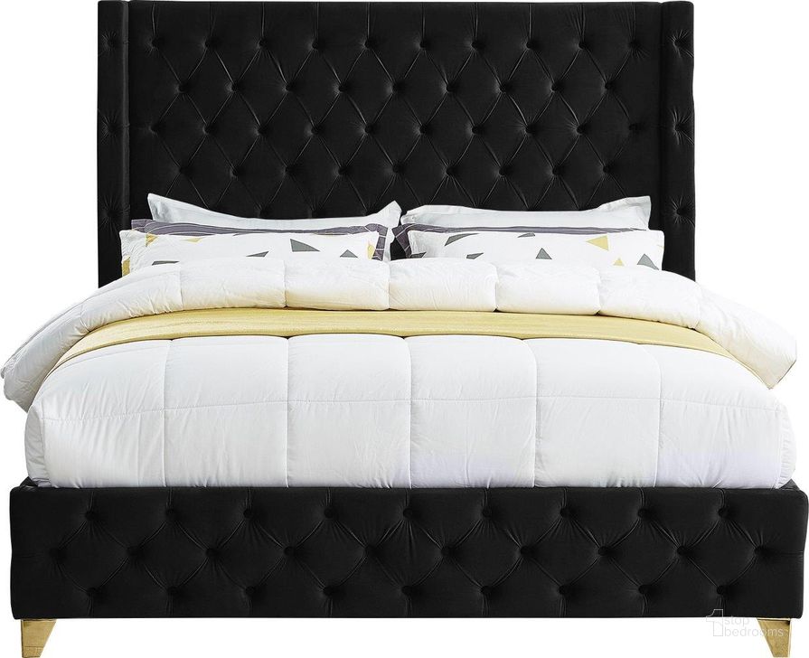 The appearance of Savan Black Velvet King Bed designed by Meridian in the modern / contemporary interior design. This black velvet piece of furniture  was selected by 1StopBedrooms from Savan Collection to add a touch of cosiness and style into your home. Sku: SavanBlack-K-1;SavanBlack-K-2. Bed Type: Platform Bed. Product Type: Platform Bed. Bed Size: King. Material: Velvet. Image1