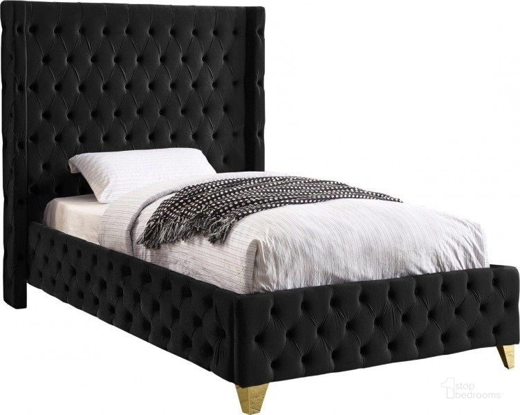 The appearance of Savan Black Velvet Twin Bed designed by Meridian in the modern / contemporary interior design. This black velvet piece of furniture  was selected by 1StopBedrooms from Savan Collection to add a touch of cosiness and style into your home. Sku: SavanBlack-T-1;SavanBlack-T-2. Bed Type: Platform Bed. Product Type: Platform Bed. Bed Size: Twin. Material: Velvet. Image1
